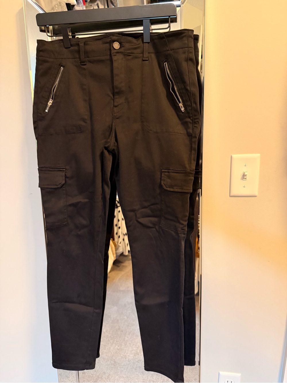 Level 99 Black Slim Cargo Pants with Zip Pockets